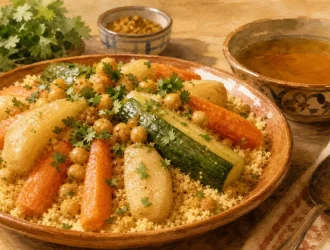 Couscous legumes recette au ras el hanout, semoule et légumes