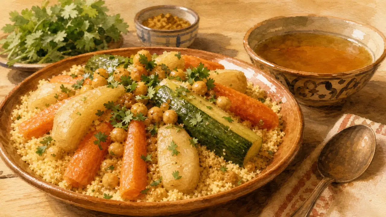 Couscous legumes recette au ras el hanout, semoule et légumes