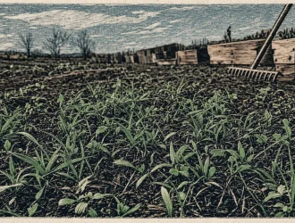 Engrais vert hiver : seigle et vesce couvrent le sol du potager