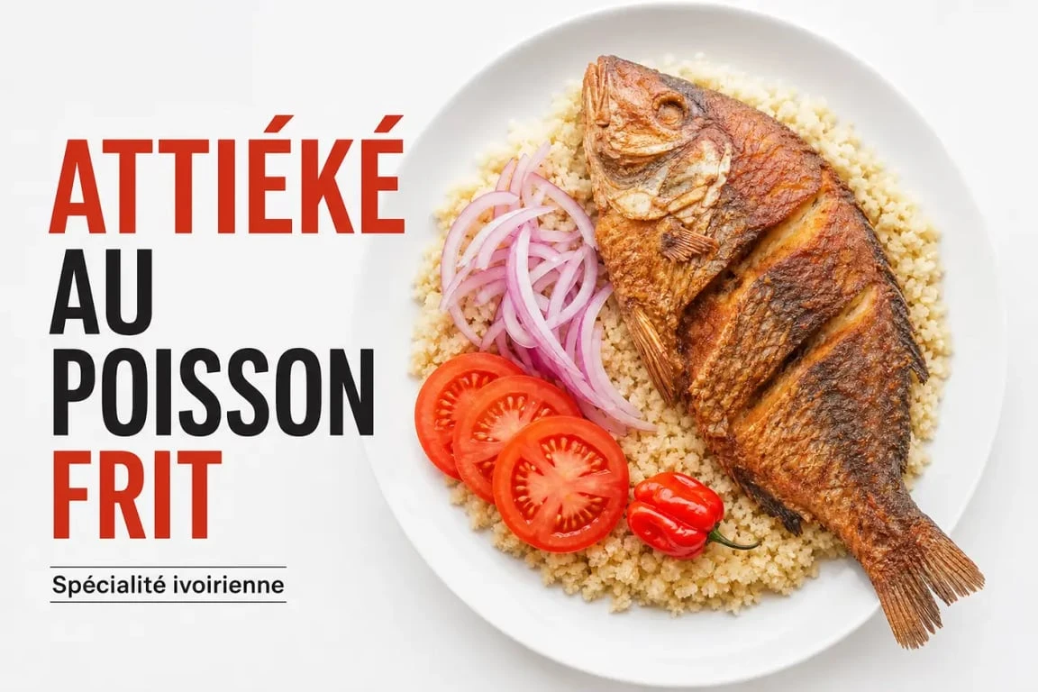 Recette d'attiéké au poisson frit traditionnel ivoirien