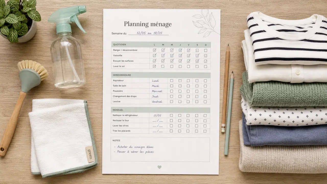 Ménage planning 15 minutes par jour : checklist à cocher