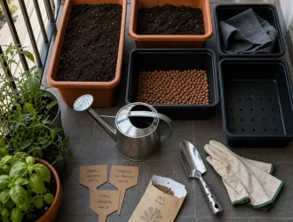 Potager sur balcon : jardinières en pot et terreau