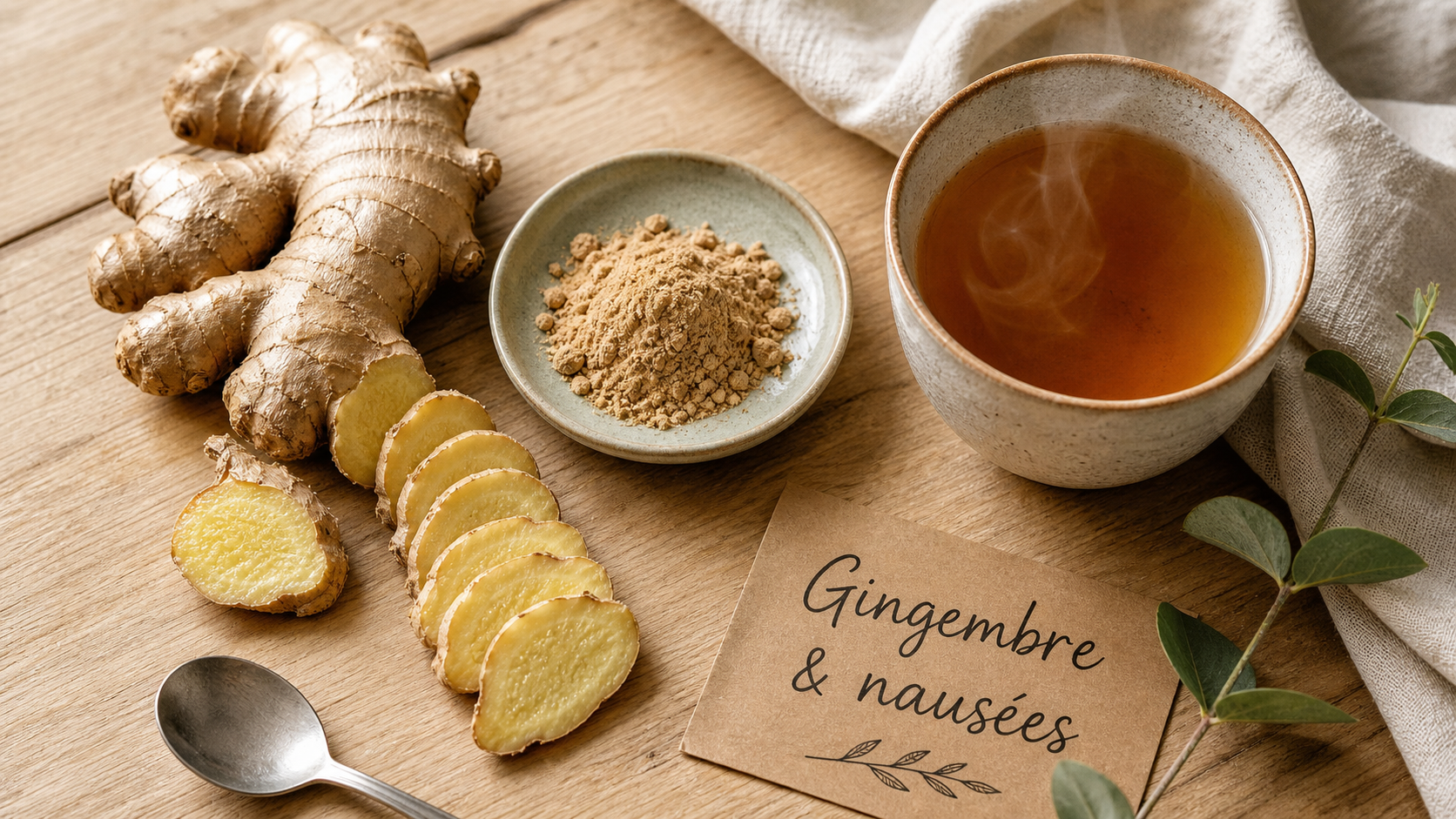 Propriété gingembre : infusion ambrée pour nausées et digestion