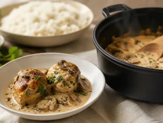 Recette paupiette de poulet à la crème et aux champignons, sauce onctueuse