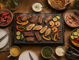 Recette pour pierrade maison : pierre fumante, viandes et sauces