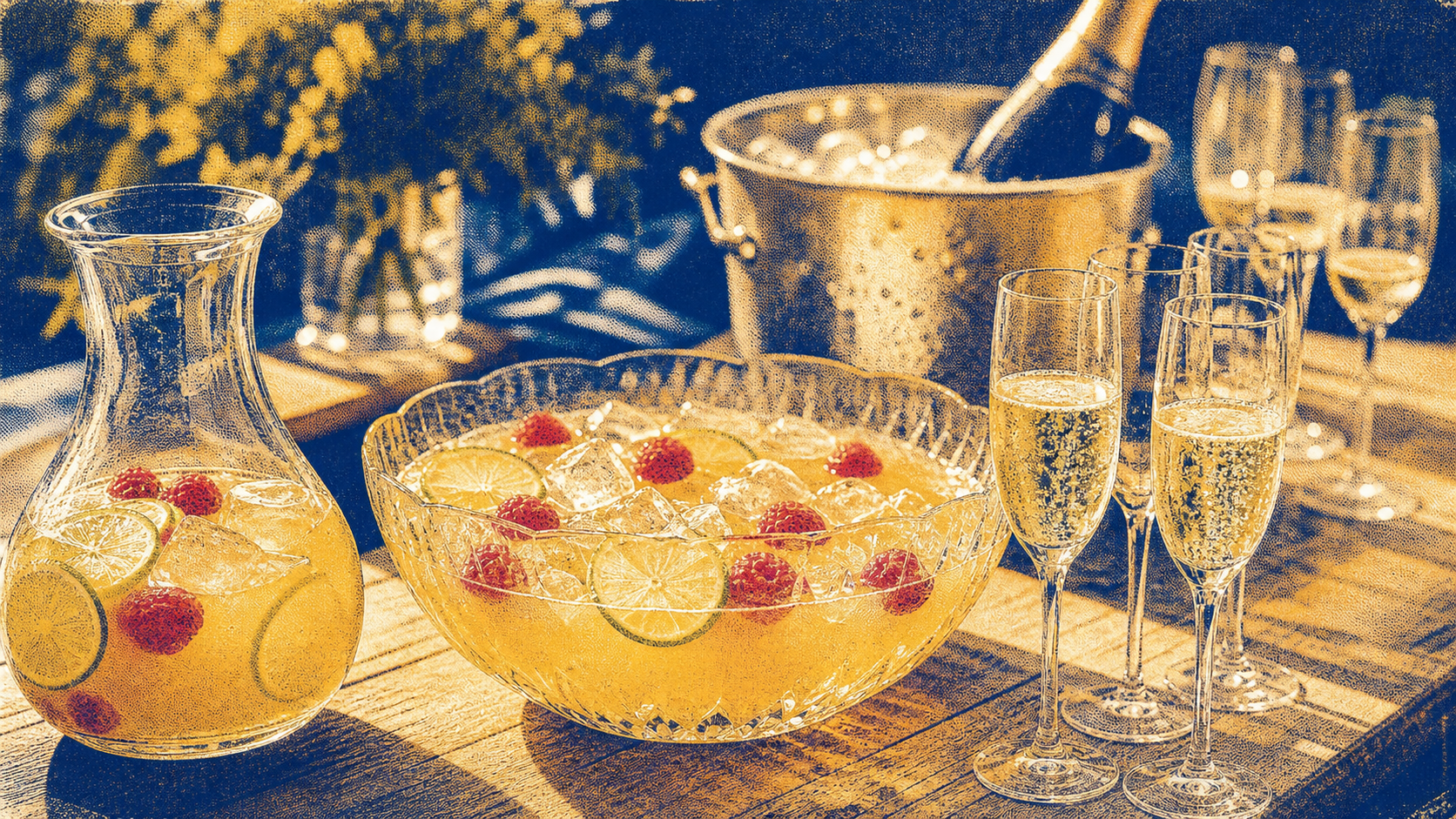Soupe champenoise recette Cointreau très frais, flûtes et glaçons