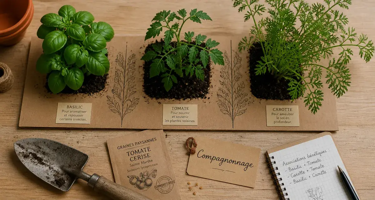 Association de plantes au potager : compagnonnage tomate, basilic, carotte