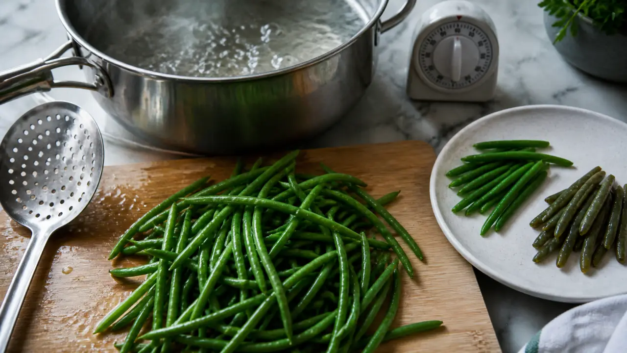 Cuisson haricot vert frais : haricots verts croquants après 7 minutes