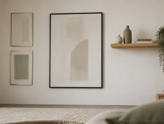 Decorer un mur blanc avec cadres, textures et lumiere