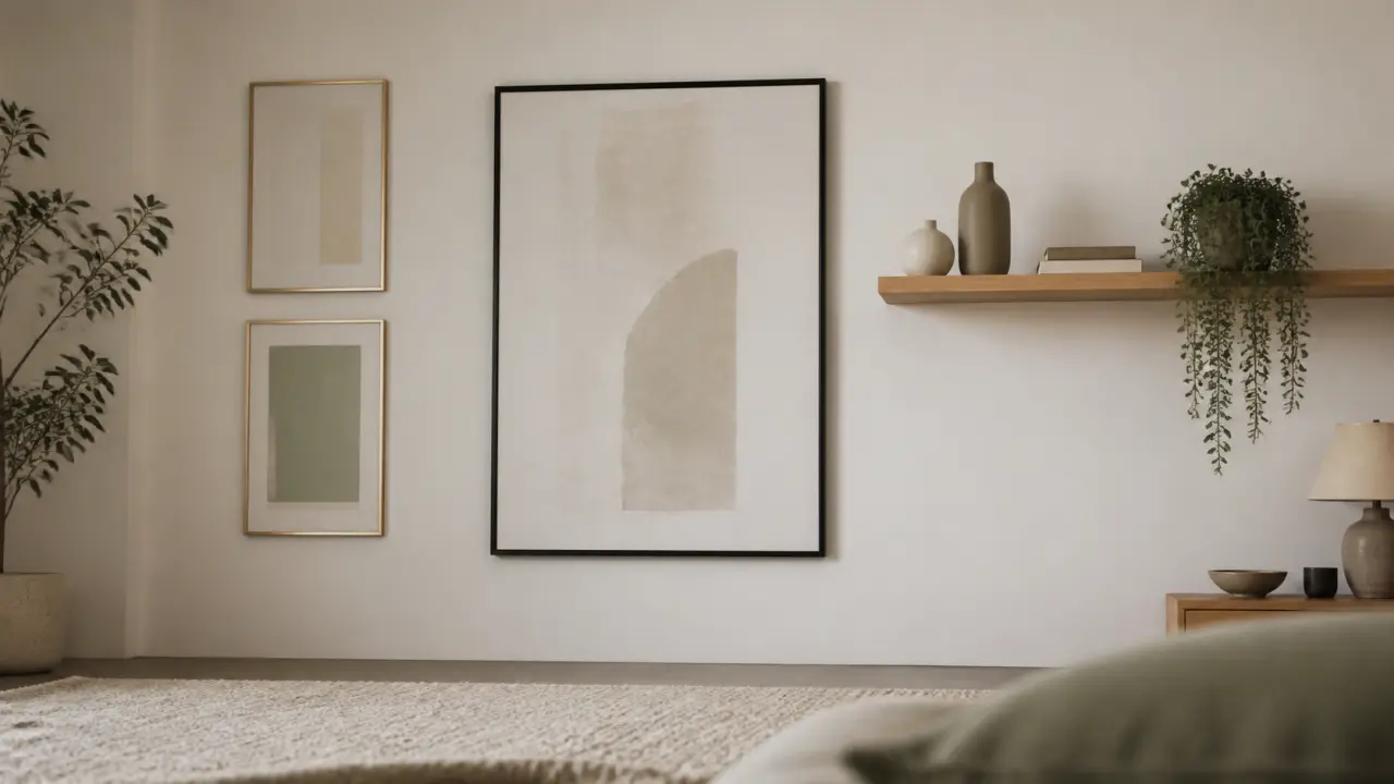 Decorer un mur blanc avec cadres, textures et lumiere