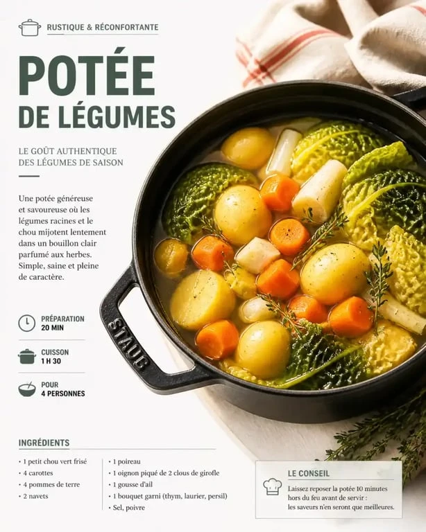 Potée de légumes maison dans une cocotte en fonte