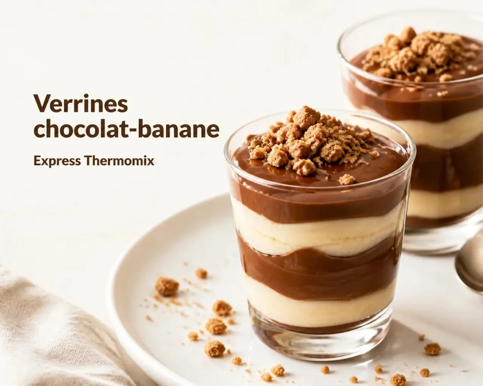 Dessert dernière minute thermomix en verrines de crème chocolat-banane