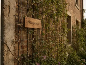 Faire grimper des plantes sur un mur : clématite sur treillis, façade ancienne sans abîmer le crépi