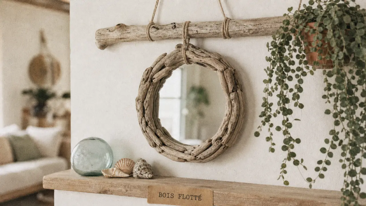 Miroir en bois flotté, idées déco bois flotté ambiance nature