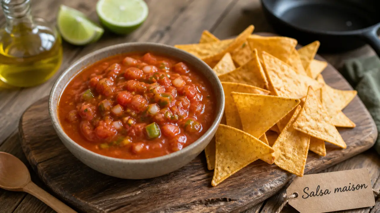 Recette sauce salsa maison, piquant réglable et texture pour nachos