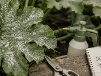 Traitement oidium courgette : tache blanche poudreuse sur feuille de courgette