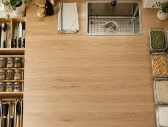 Comment organiser la cuisine : plan de travail dégagé, zones rangement cuisine