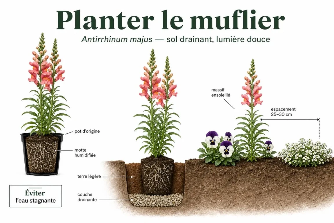 Plantation de la gueule de loup dans un sol drainant