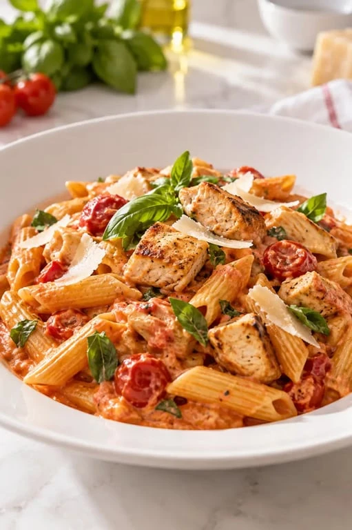 Tous en cuisine : recettes du jour, pâtes au poulet, tomates et crème