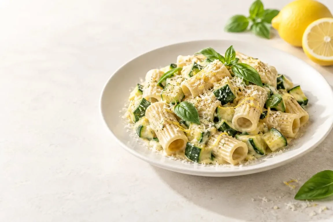 Recettes cuisine A à Z : pâtes crémeuses aux courgettes et au citron