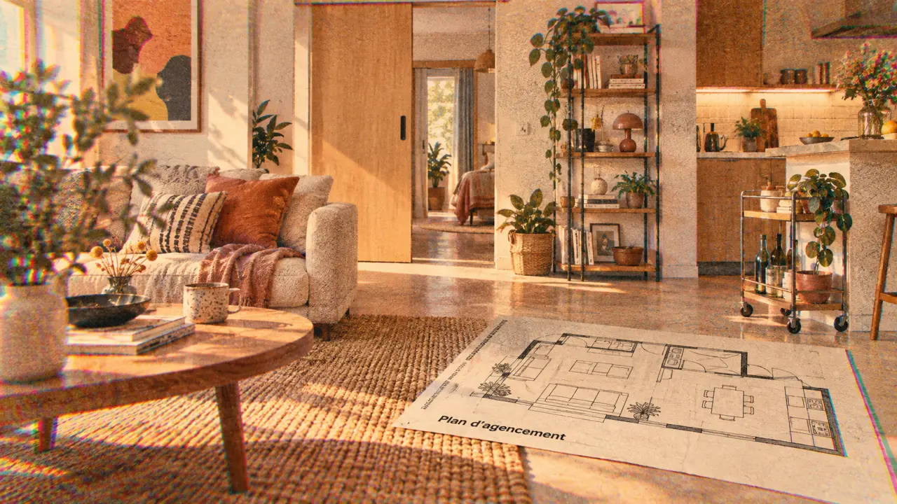 Aménagement maison : plan d’agencement séjour lumineux et rangements