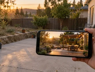 Application aménagement extérieur à partir d'une photo : terrasse avant/après