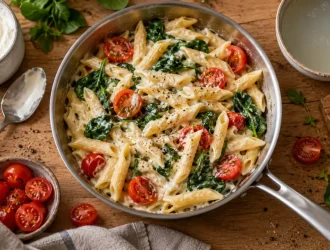 Pâtes boursin recettes cuisine crémeuses, poêle et penne