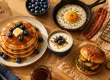 Cuisine americaine recettes : brunch pancakes au bacon, œuf au plat et sirop d’érable