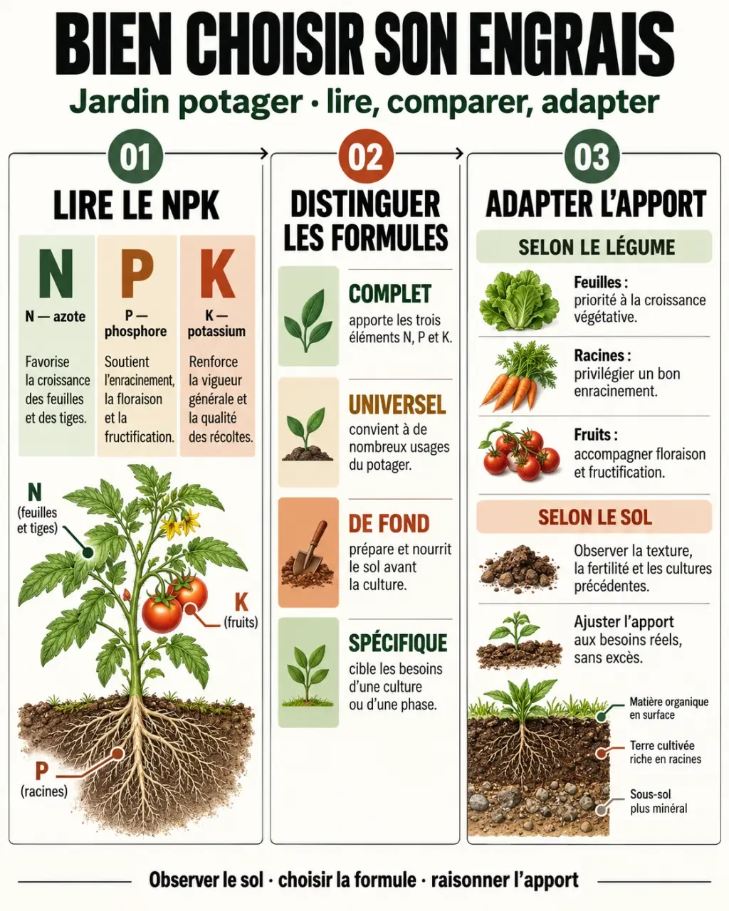 Engrai jardin potager : infographie pour comprendre le NPK et choisir son type d’engrais
