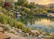 Idée aménagement bassin extérieur zen : berge en galets, plantes et eau avec cascade