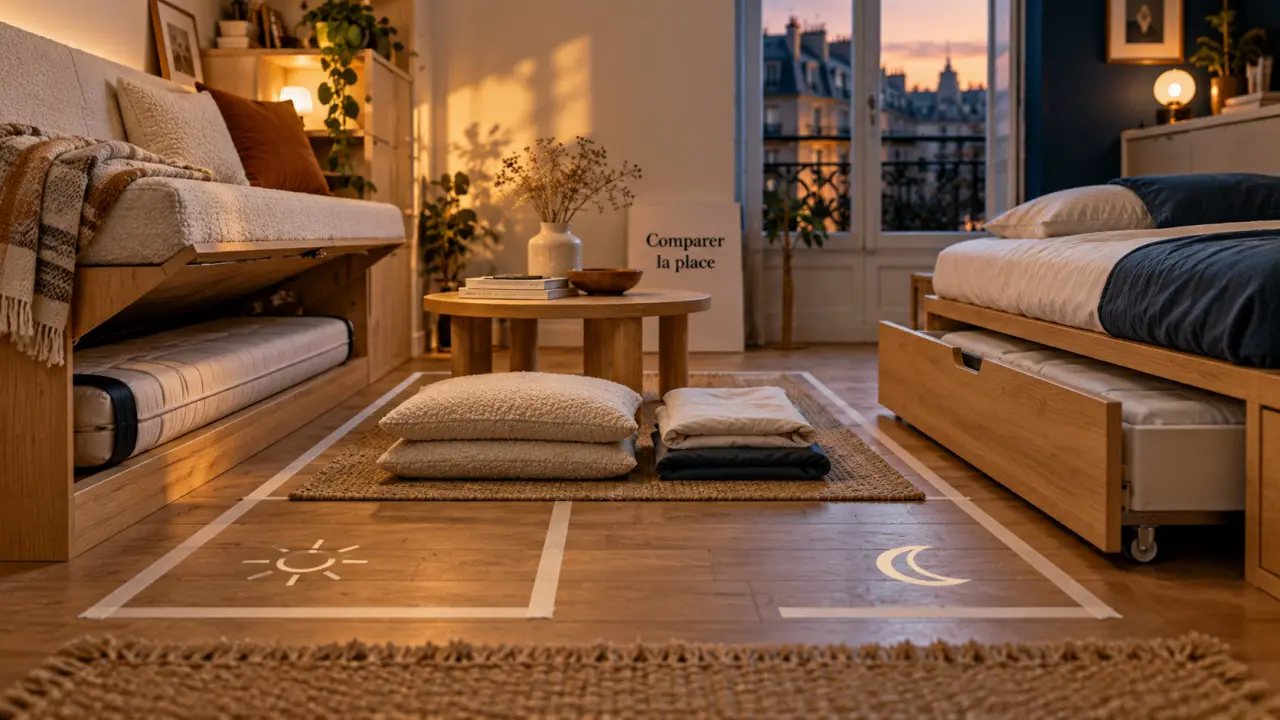 Lit petit espace : optimisation jour et nuit dans un studio compact