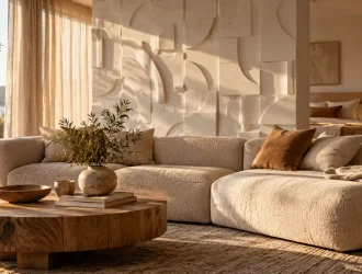 Panneaux muraux décoratifs intérieurs 3D texturés dans un salon moderne