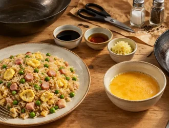 Recettes cuisine chinoise traditionnelle : riz cantonais au wok