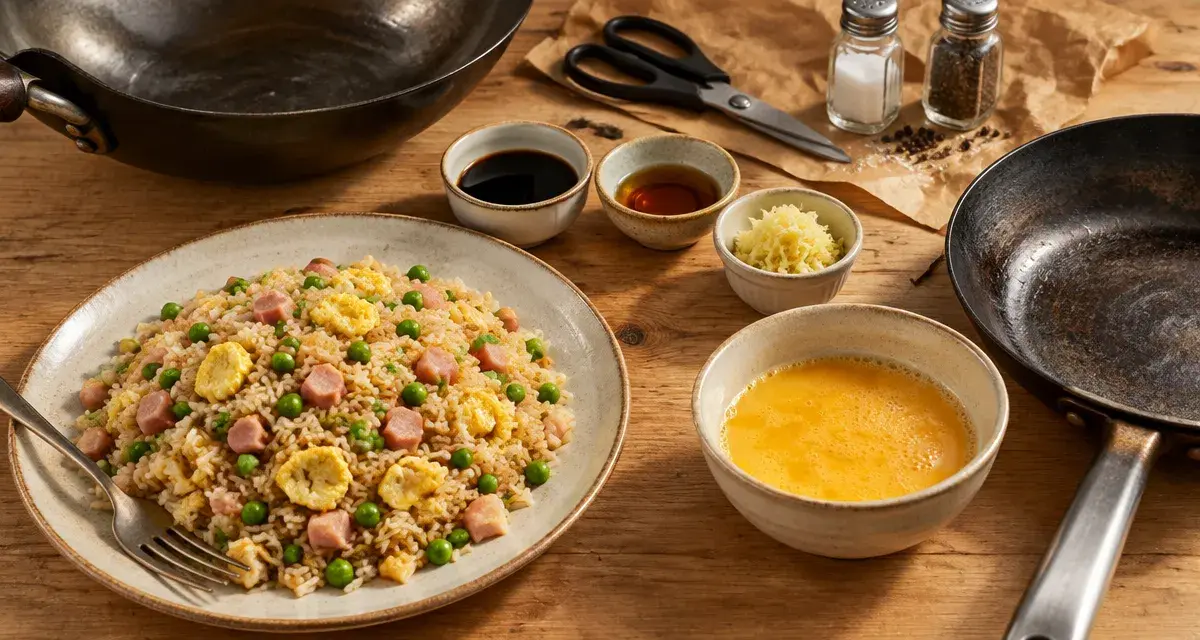 Recettes cuisine chinoise traditionnelle : riz cantonais au wok